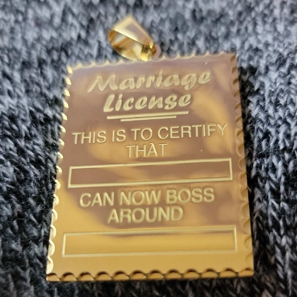 316 L Surgical Steel Marriage License Pendant